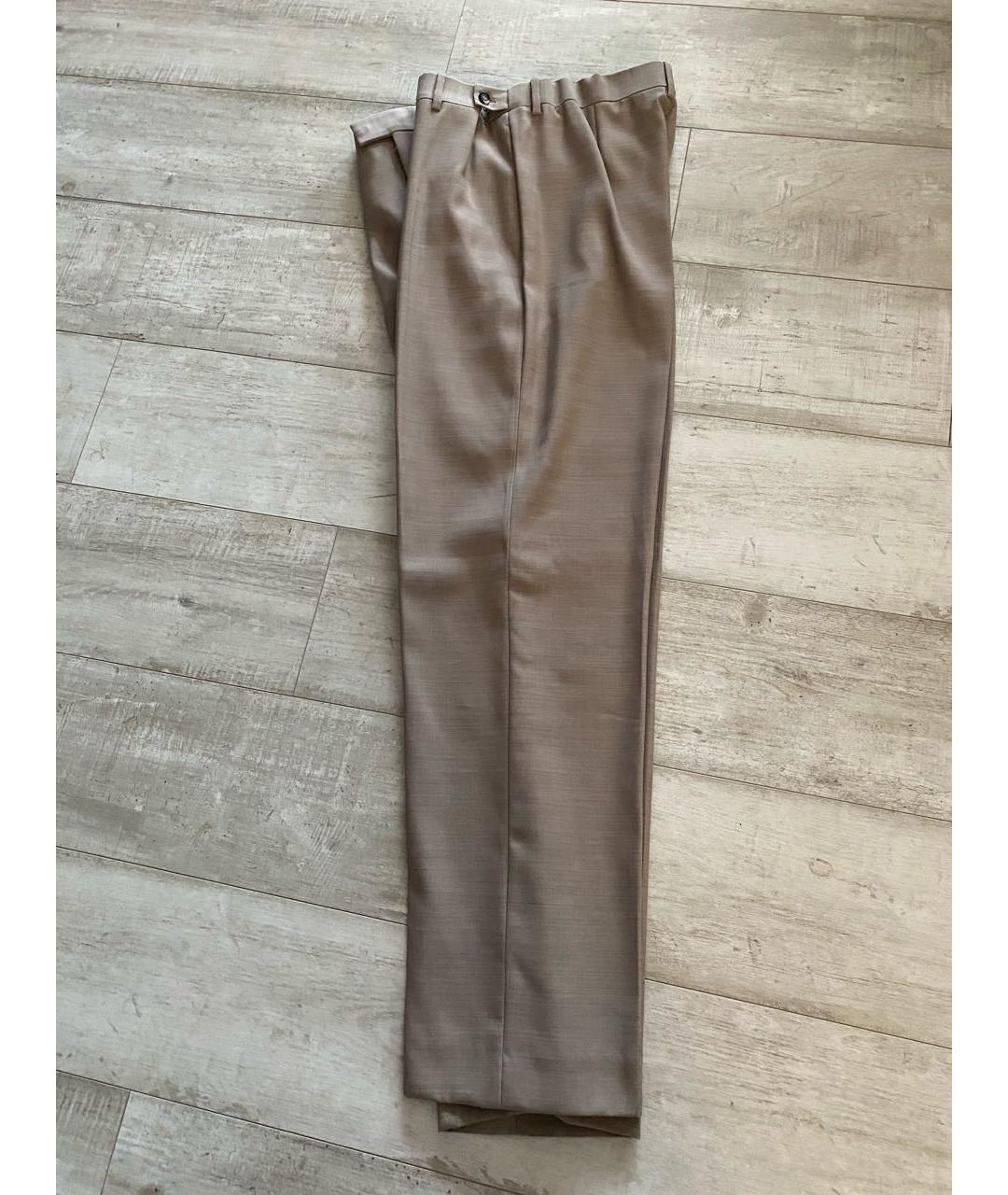 BOTTEGA VENETA Бежевые шерстяные брюки широкие, фото 9