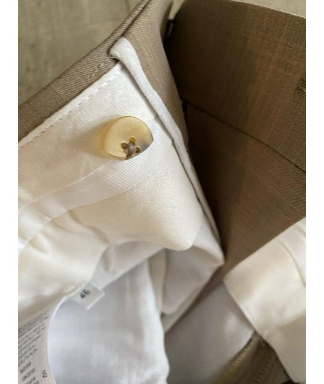 BOTTEGA VENETA Бежевые шерстяные брюки широкие, фото 4