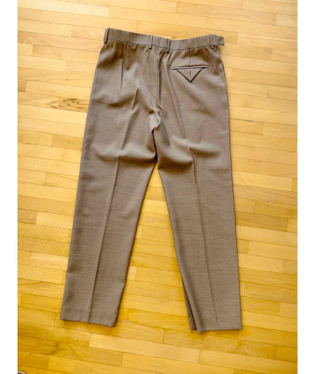 BOTTEGA VENETA Бежевые шерстяные брюки широкие, фото 2