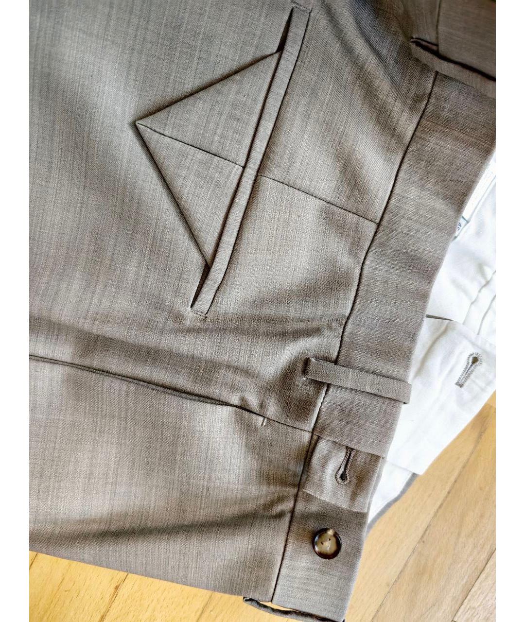 BOTTEGA VENETA Бежевые шерстяные брюки широкие, фото 6