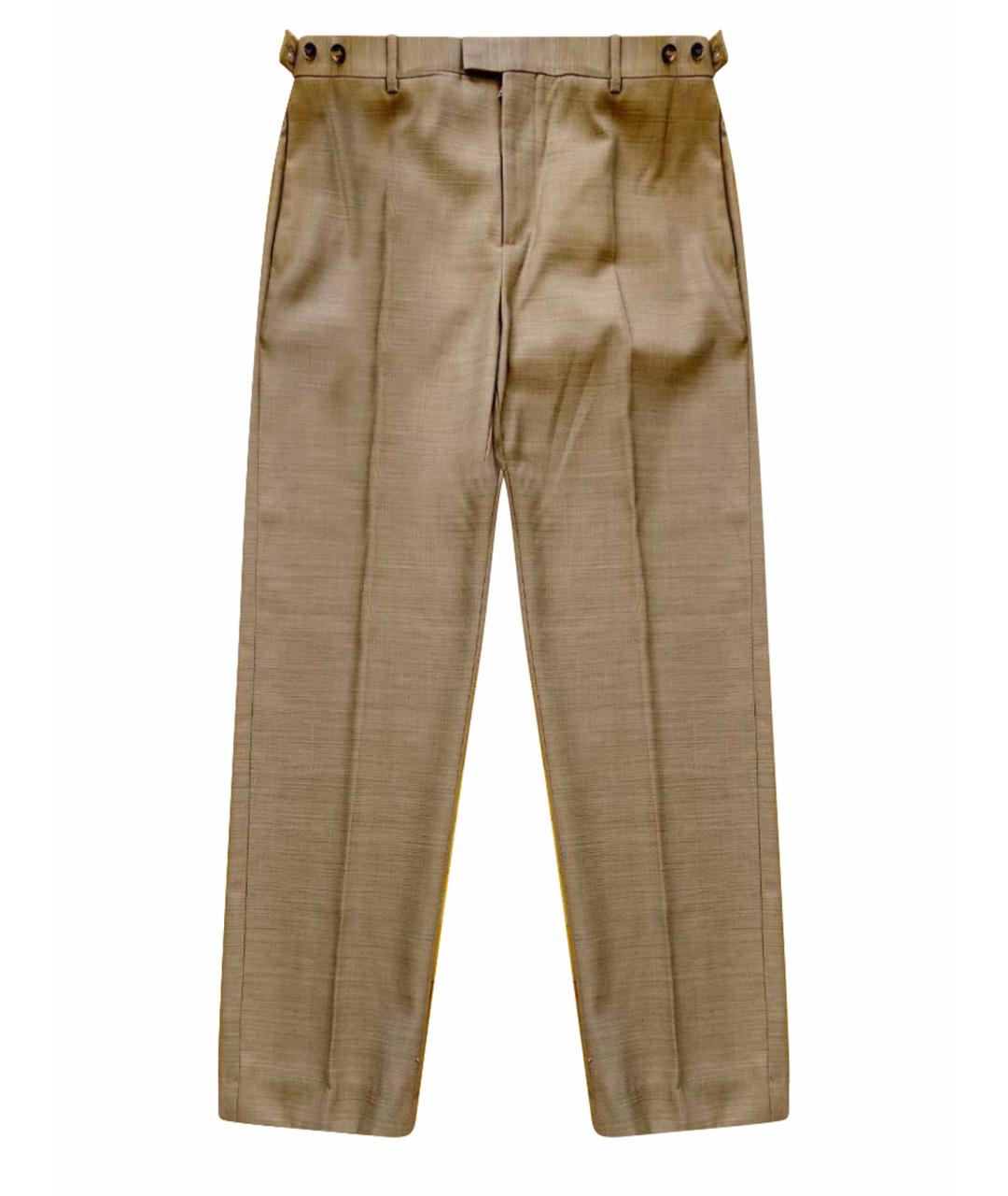 BOTTEGA VENETA Бежевые шерстяные брюки широкие, фото 1