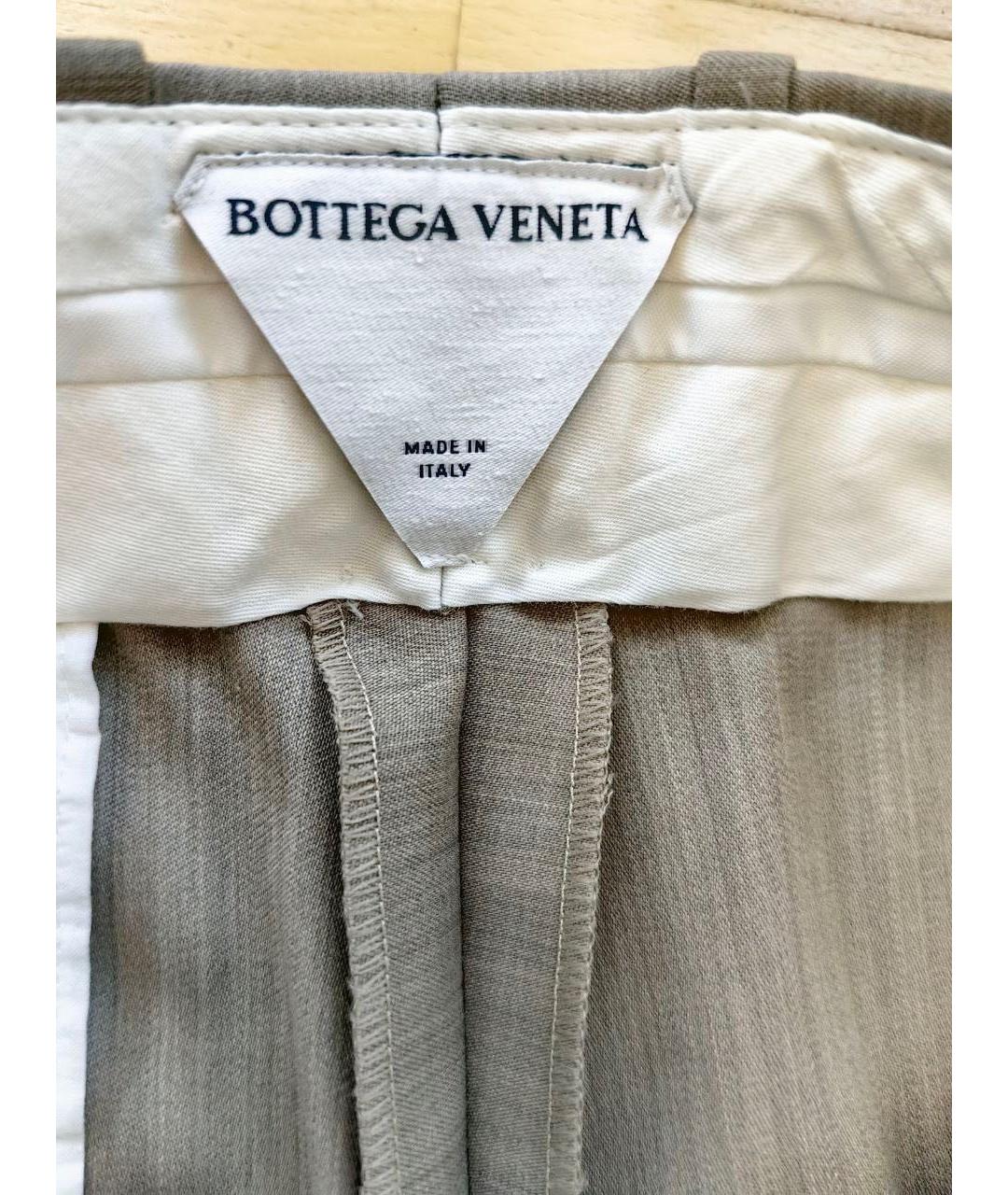 BOTTEGA VENETA Бежевые шерстяные брюки широкие, фото 3