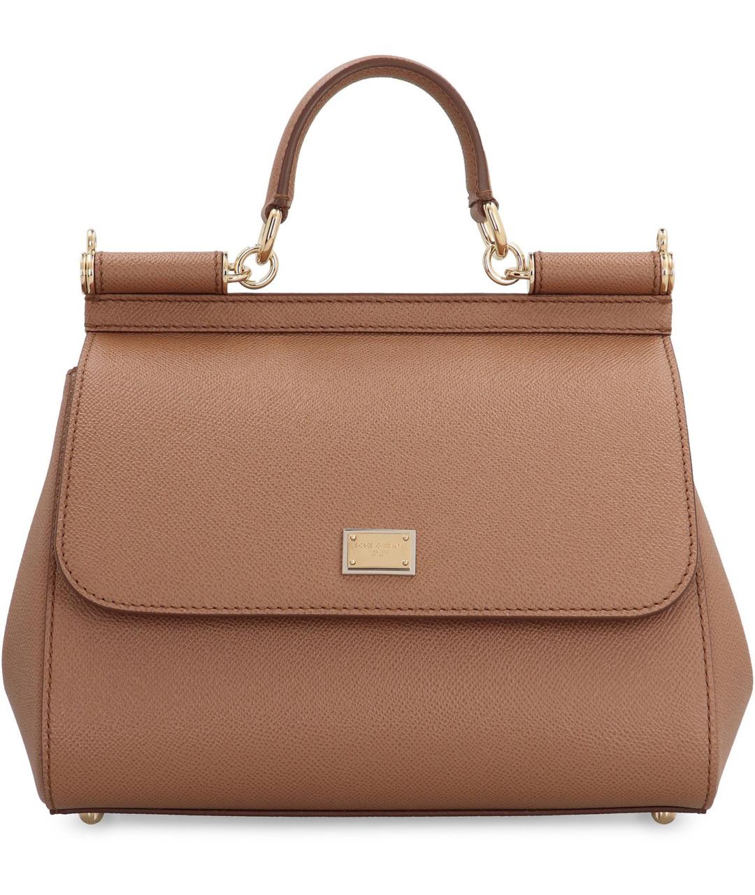 DOLCE&GABBANA Бежевая кожаная сумка с короткими ручками, фото 2