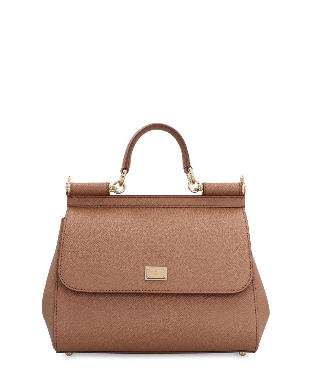 DOLCE&GABBANA Бежевая кожаная сумка с короткими ручками, фото 1