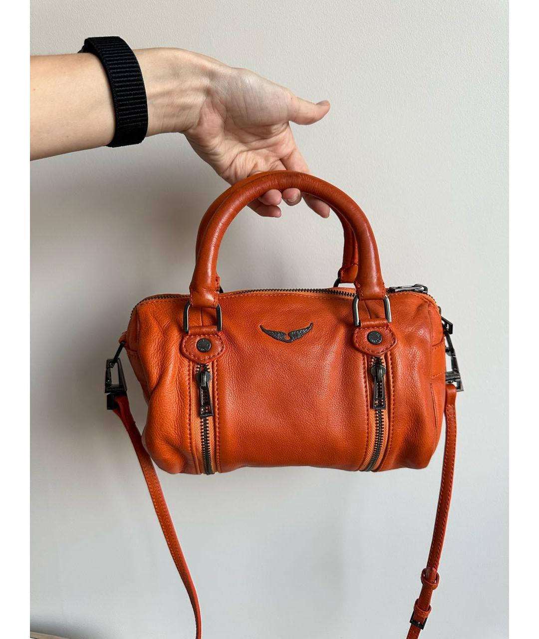ZADIG & VOLTAIRE Оранжевая кожаная сумка через плечо, фото 9