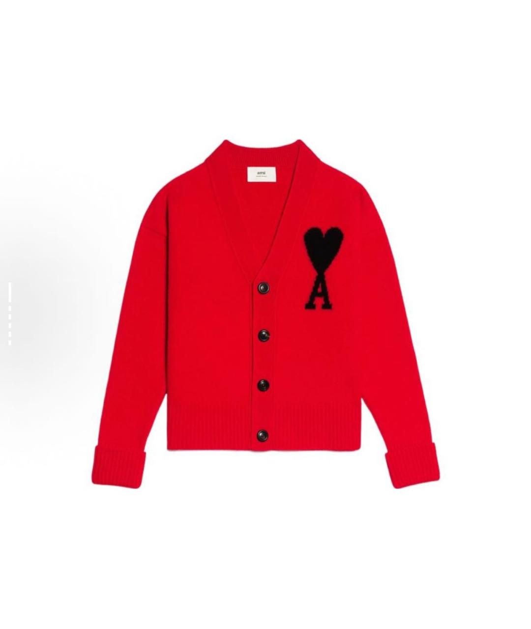 Ami Paris Красный шерстяной кардиган, фото 8