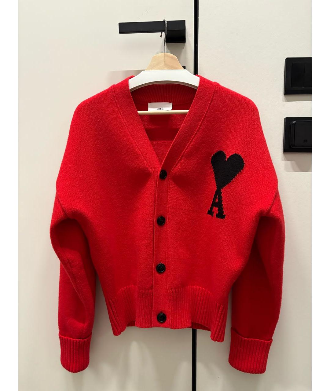 Ami Paris Красный шерстяной кардиган, фото 9