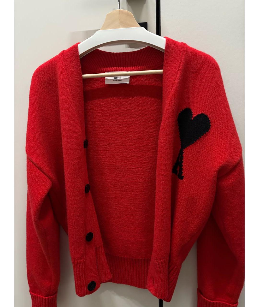 Ami Paris Красный шерстяной кардиган, фото 5