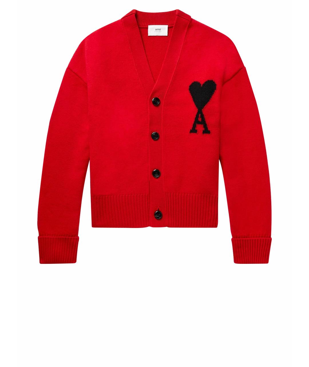 Ami Paris Красный шерстяной кардиган, фото 1