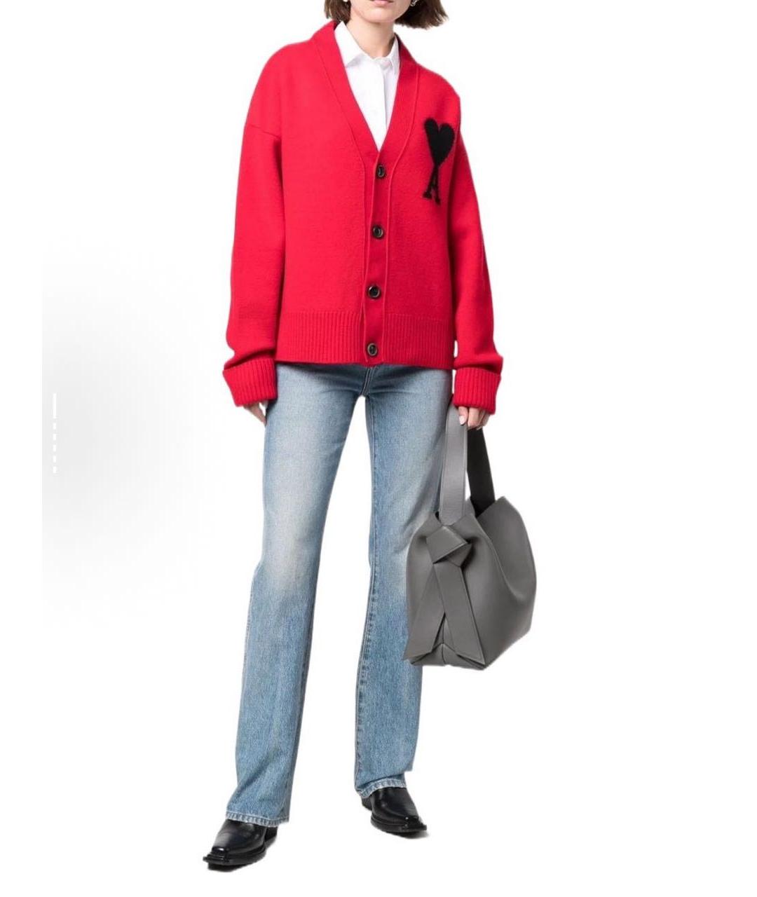 Ami Paris Красный шерстяной кардиган, фото 7