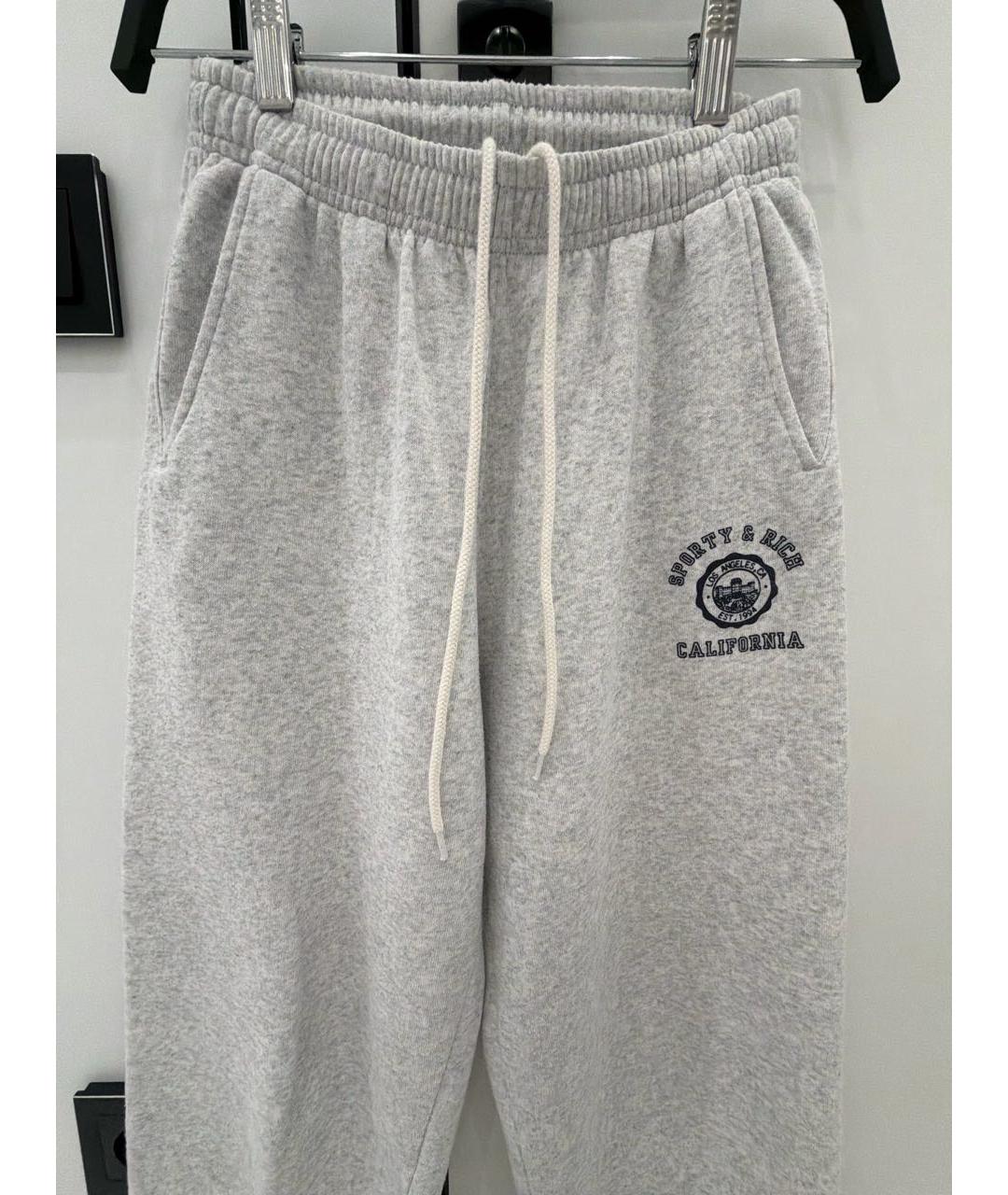 SPORTY AND RICH Серые хлопковые спортивные брюки и шорты, фото 4