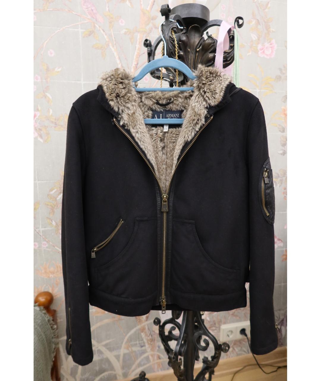 ARMANI JEANS Черная замшевая дубленка, фото 9