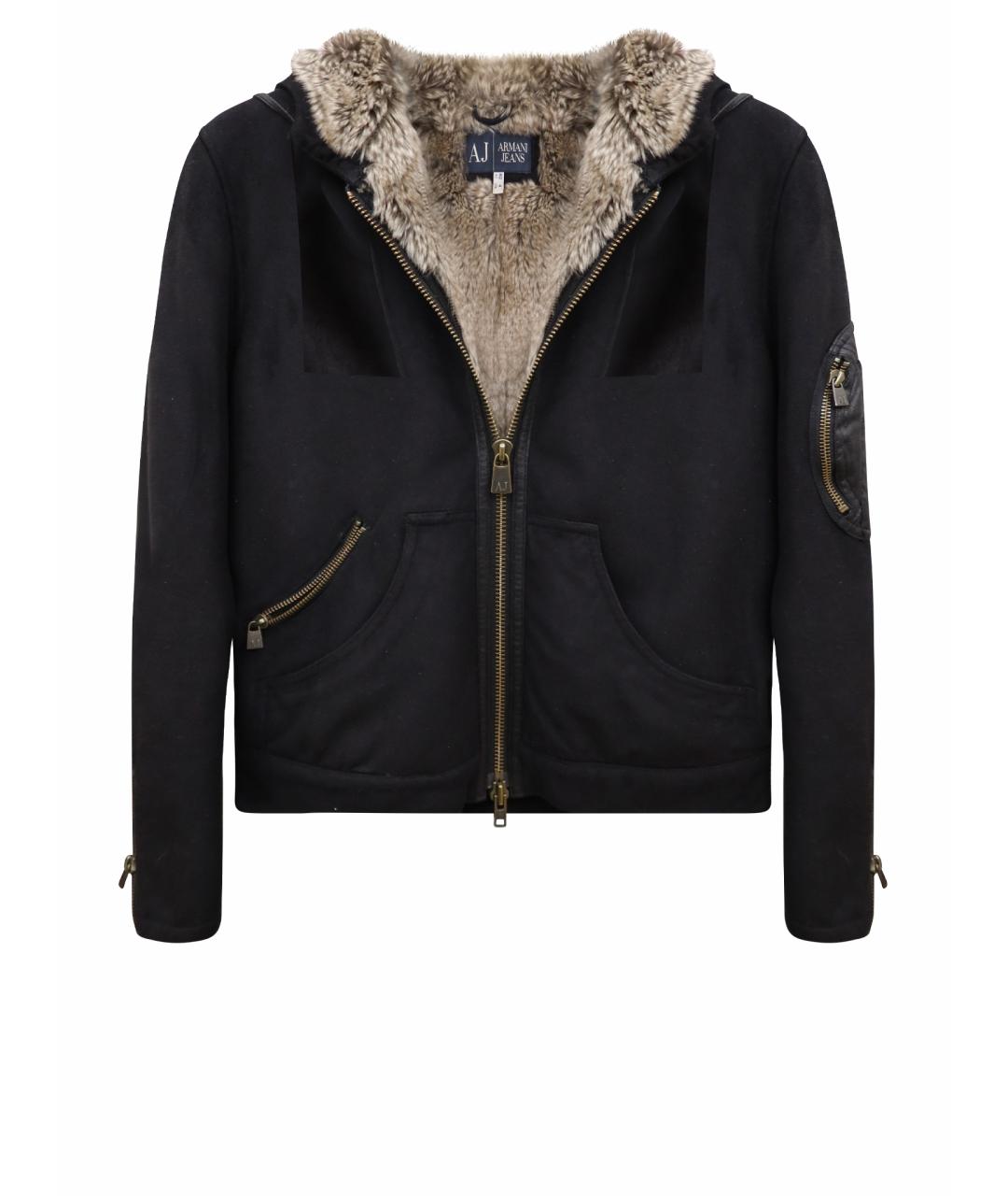 ARMANI JEANS Черная замшевая дубленка, фото 1