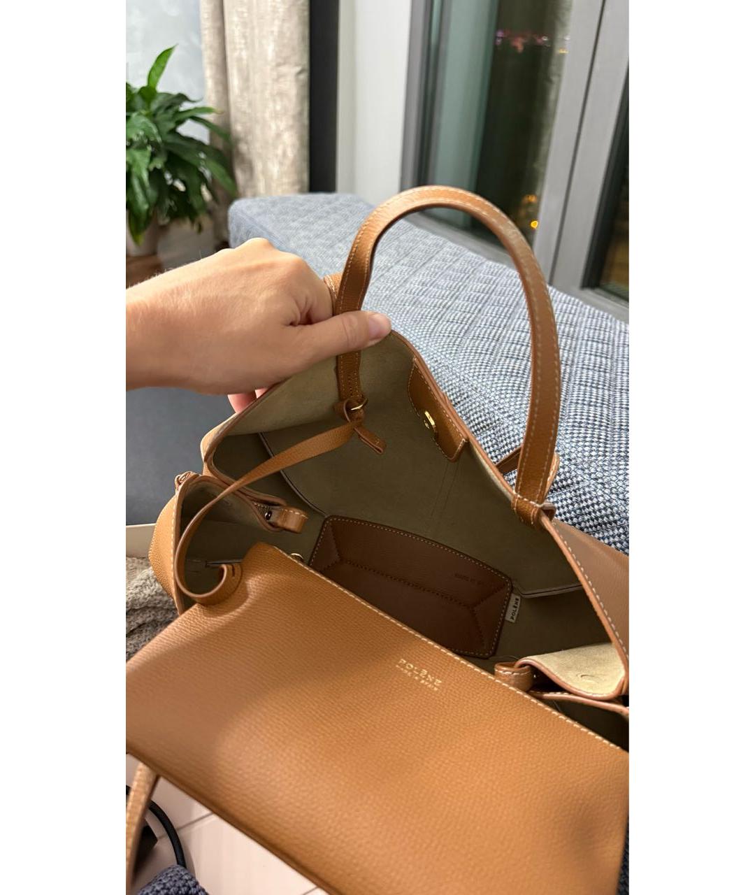 POLENE Коричневая кожаная сумка тоут, фото 5