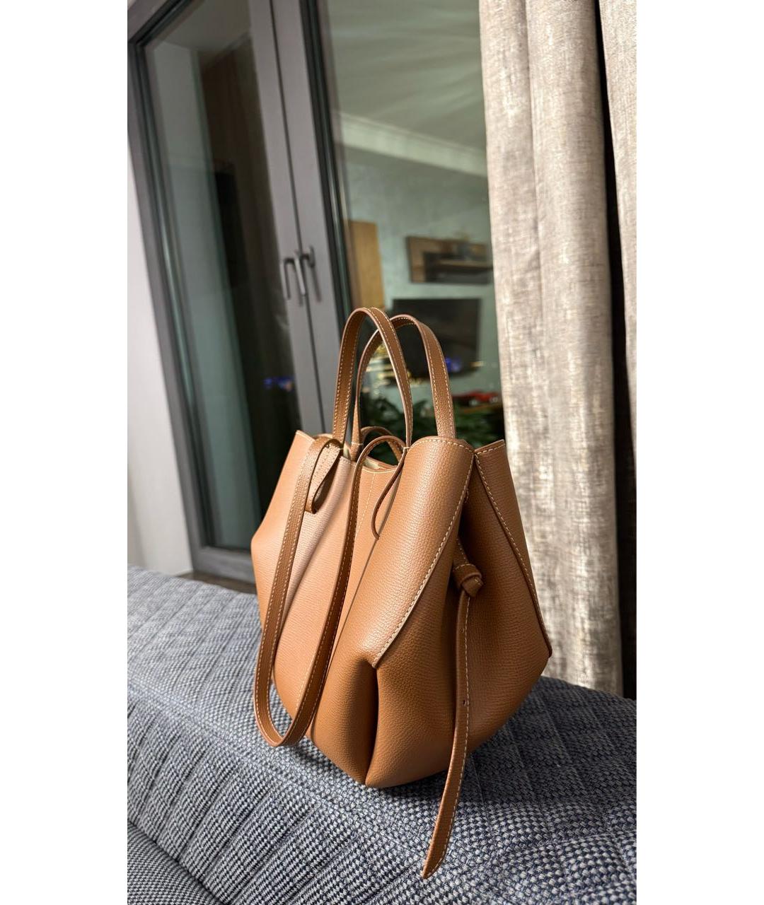 POLENE Коричневая кожаная сумка тоут, фото 2