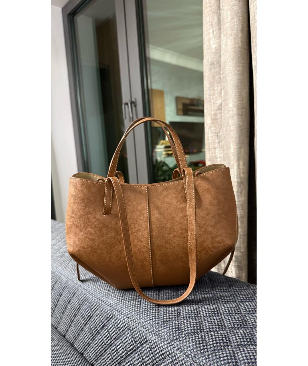 POLENE Коричневая кожаная сумка тоут, фото 3