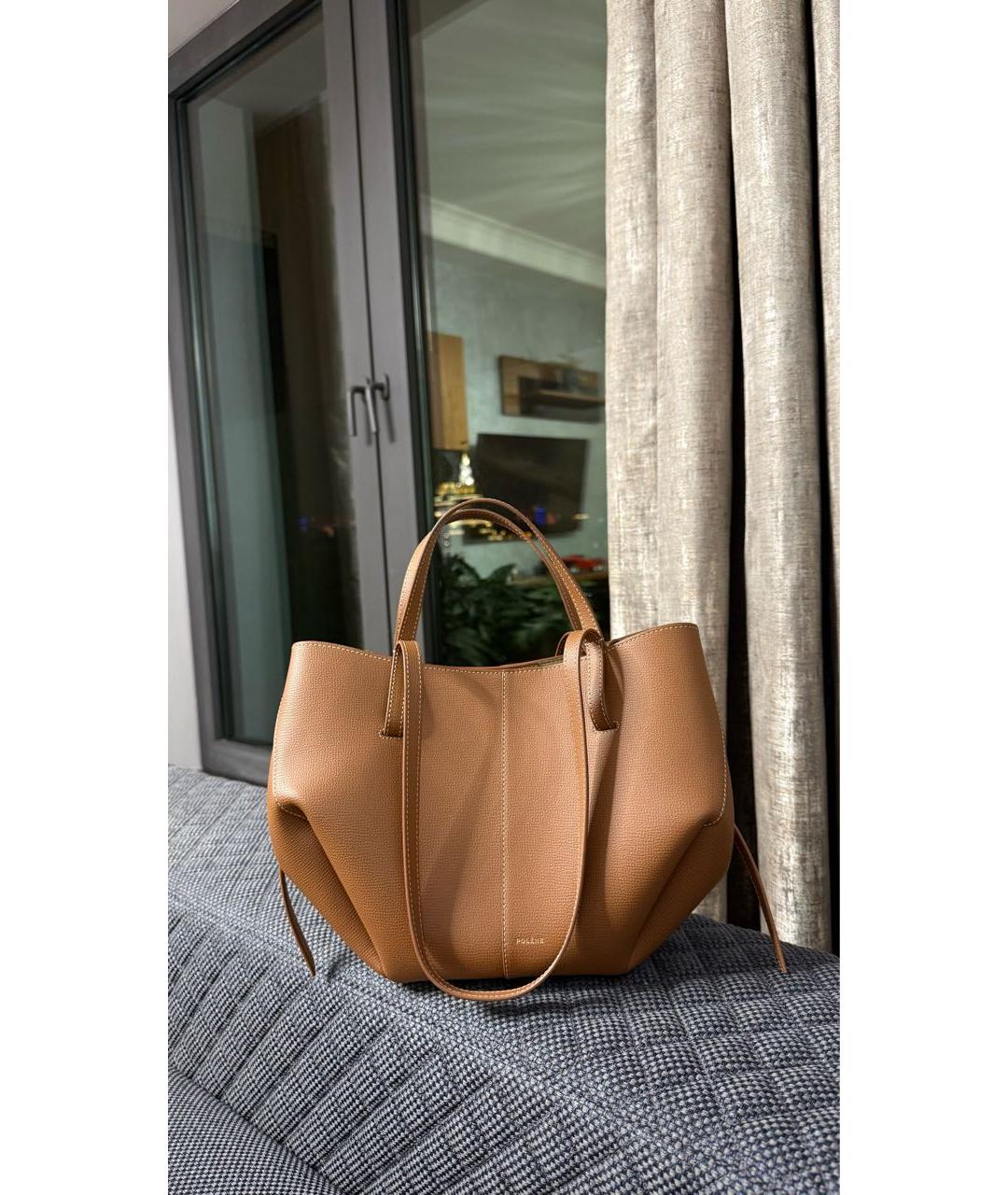 POLENE Коричневая кожаная сумка тоут, фото 8