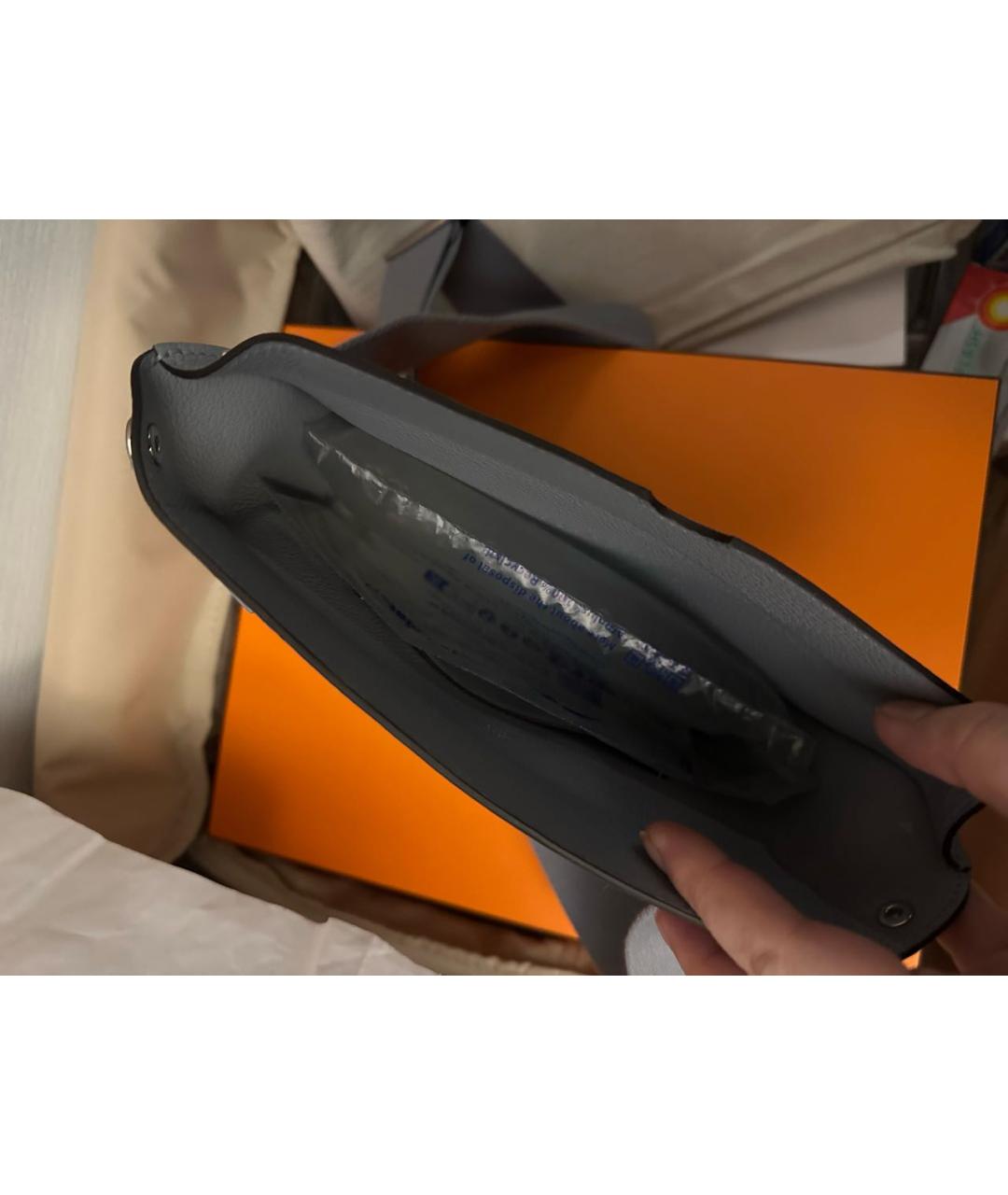 HERMES Серая кожаная сумка на плечо, фото 4