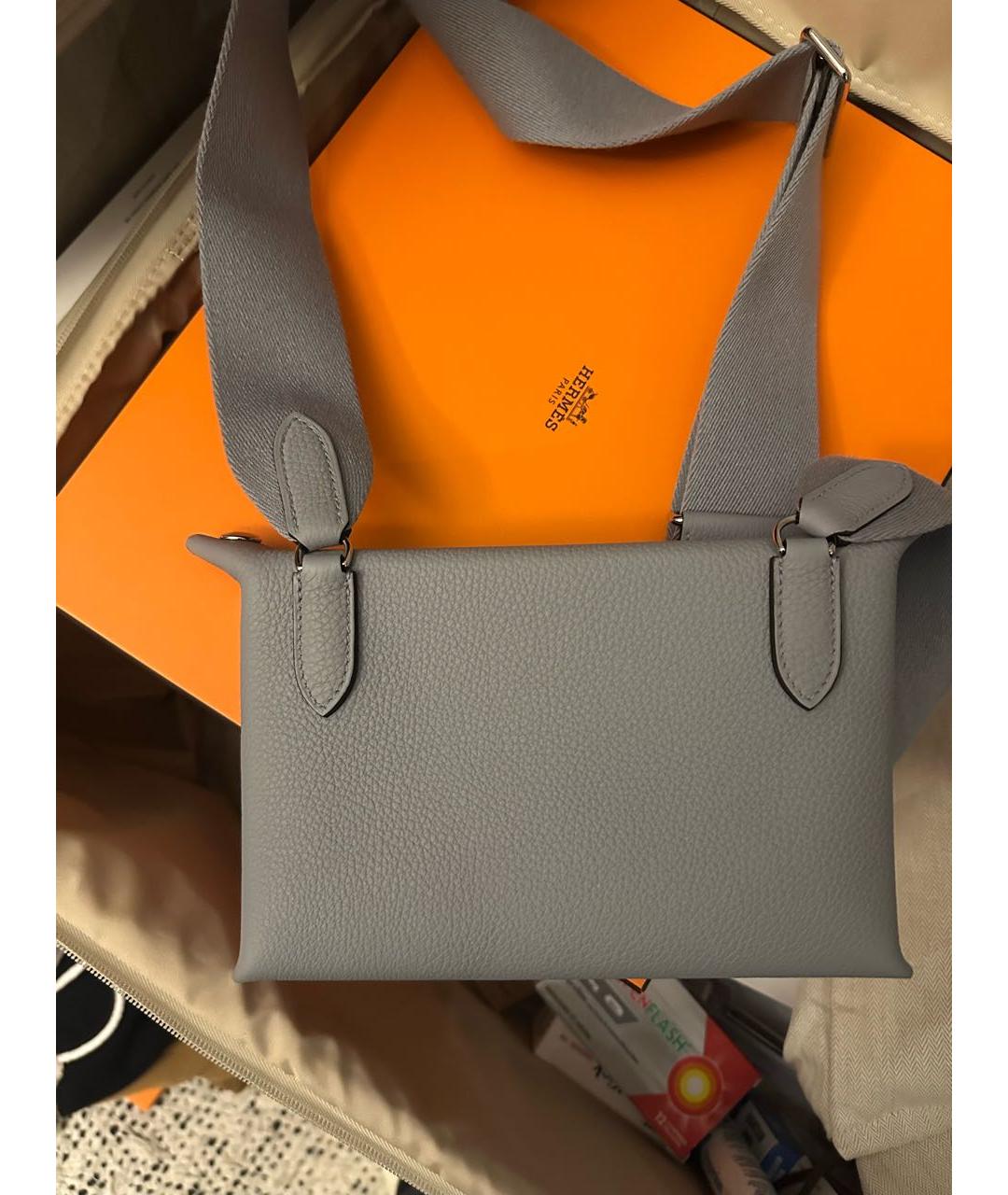 HERMES Серая кожаная сумка на плечо, фото 2