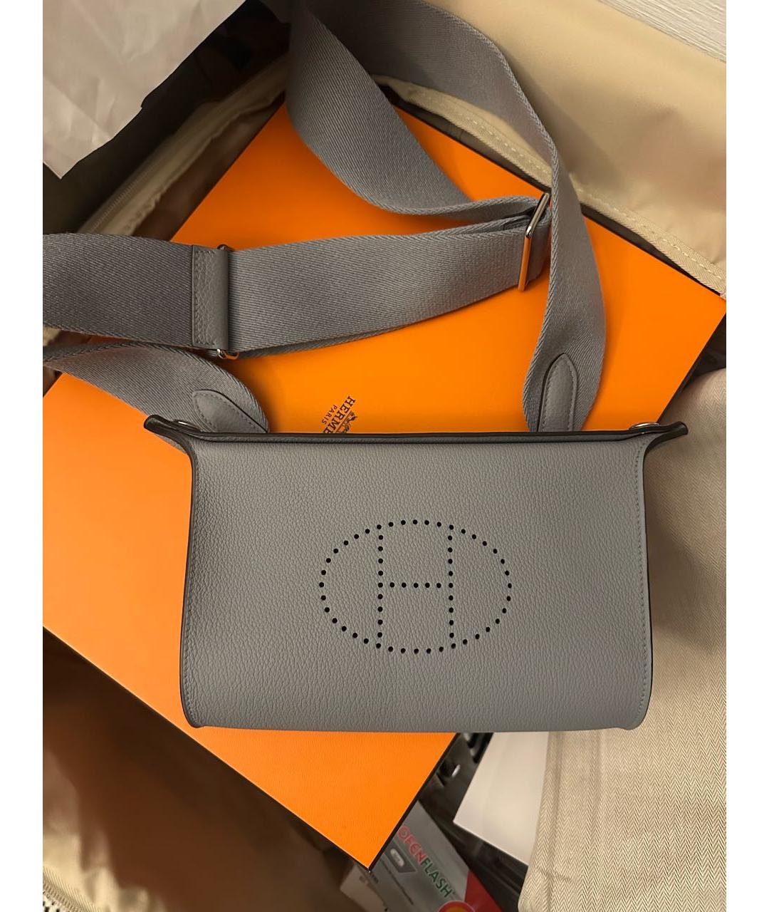 HERMES Серая кожаная сумка на плечо, фото 5