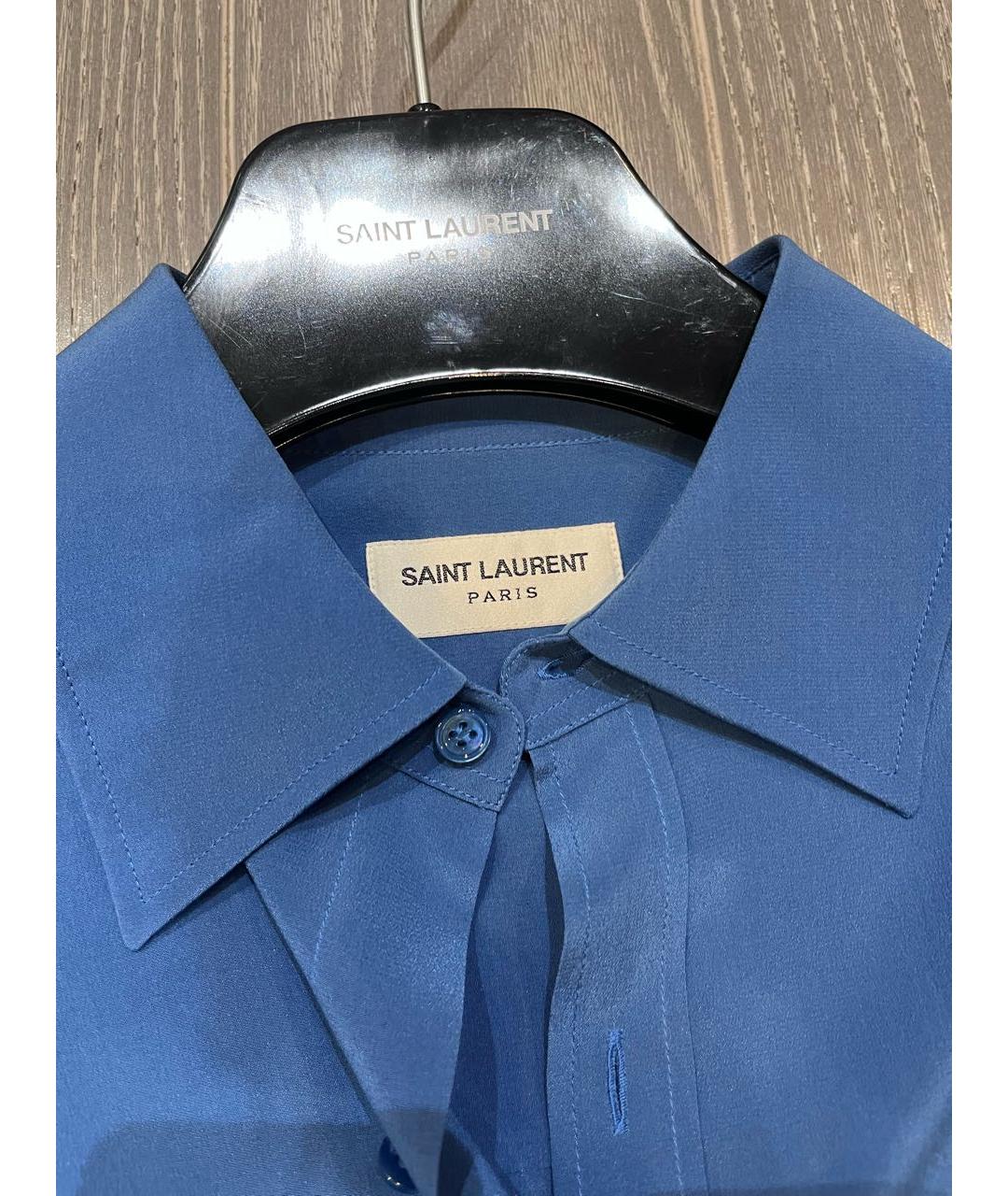 SAINT LAURENT Синяя шелковая блузы, фото 4