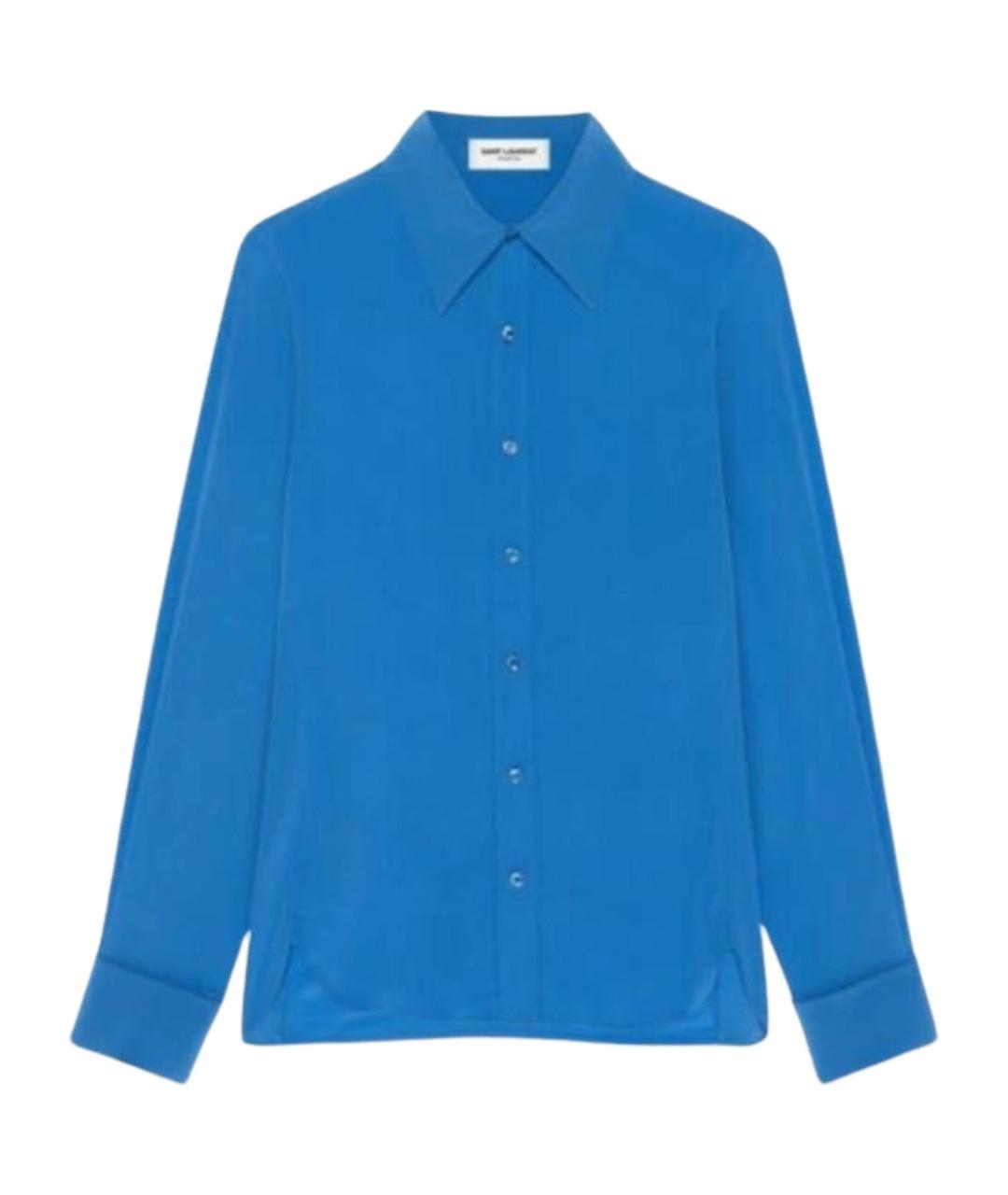SAINT LAURENT Синяя шелковая блузы, фото 1