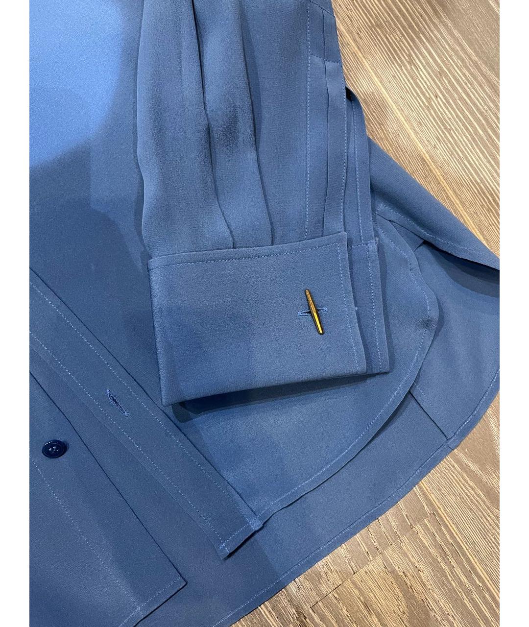 SAINT LAURENT Синяя шелковая блузы, фото 5