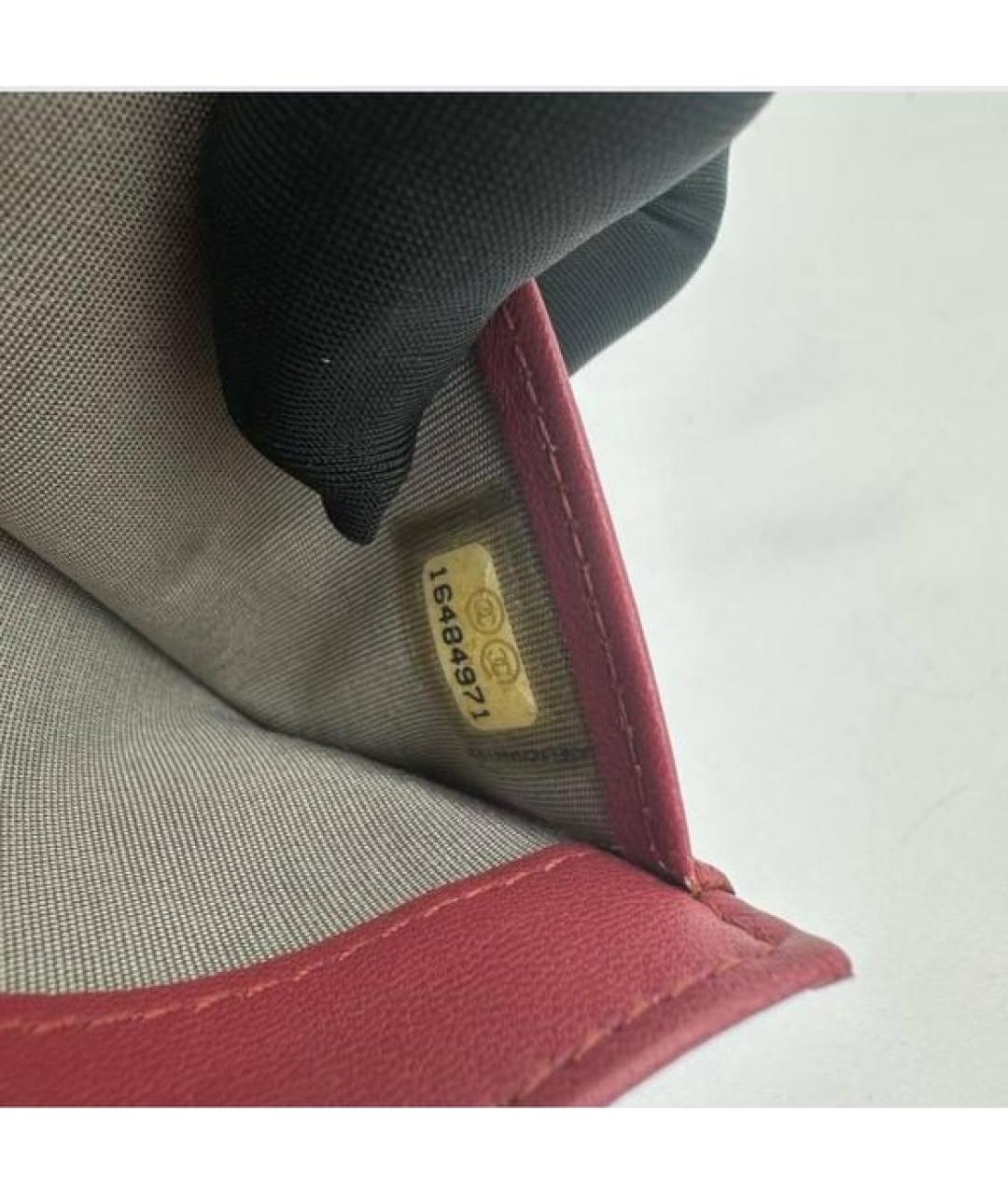 CHANEL Бордовый кожаный кошелек, фото 4