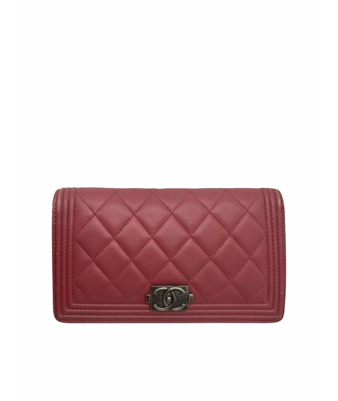 CHANEL Бордовый кожаный кошелек, фото 1