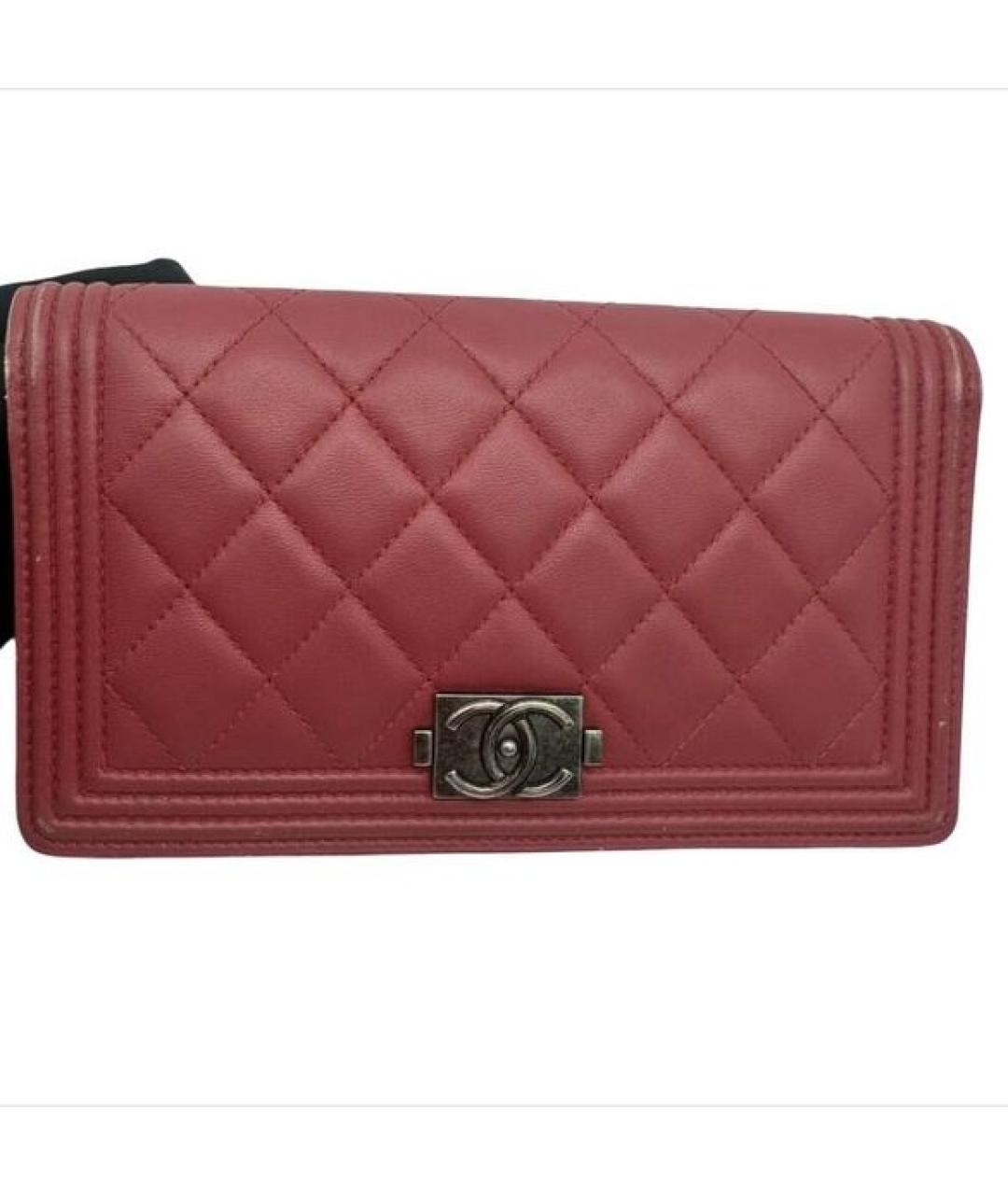 CHANEL Бордовый кожаный кошелек, фото 5