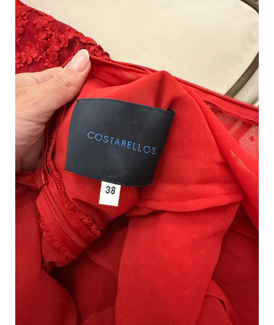 COSTARELLOS Красное сетчатое вечернее платье, фото 3