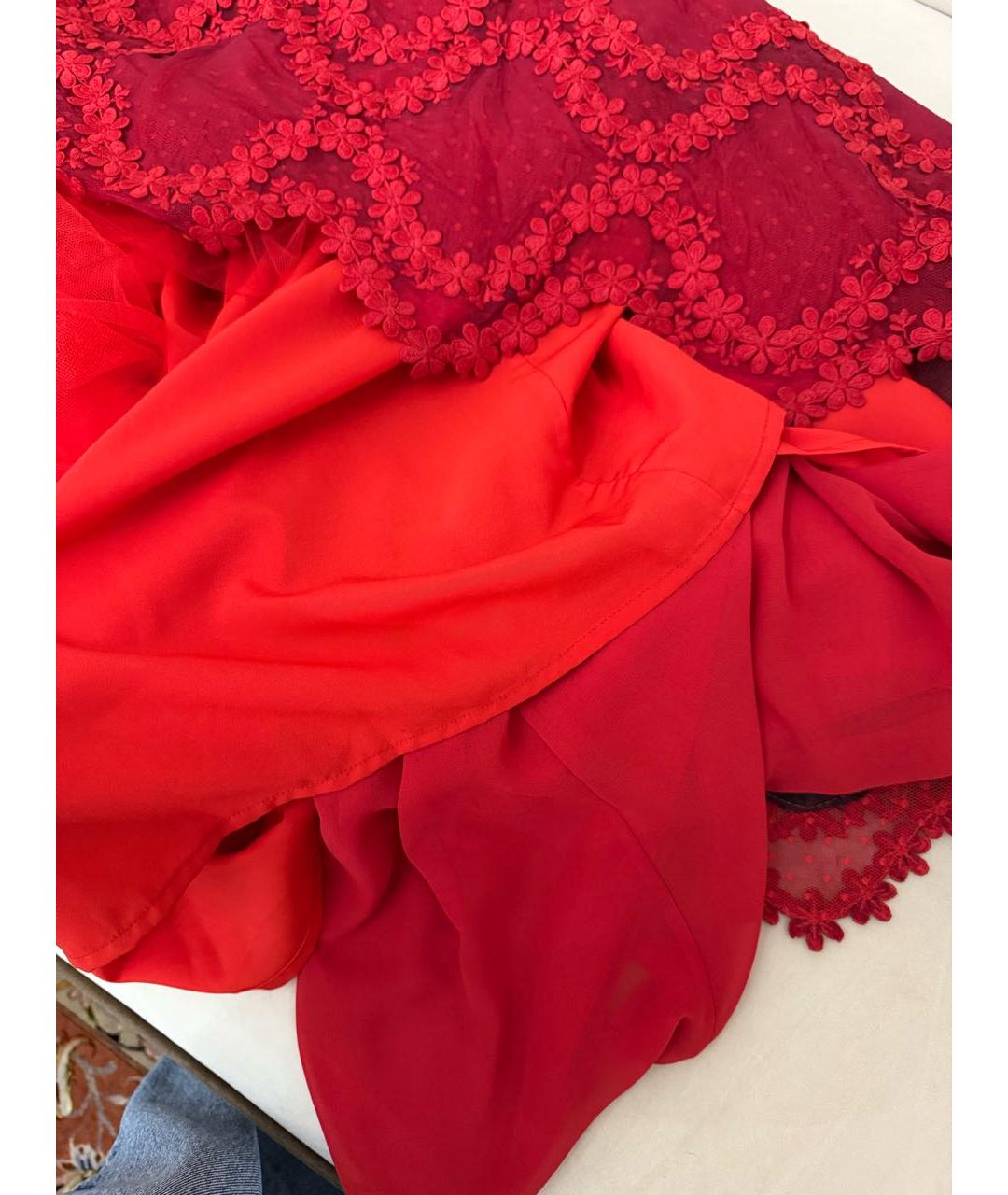 COSTARELLOS Красное сетчатое вечернее платье, фото 4