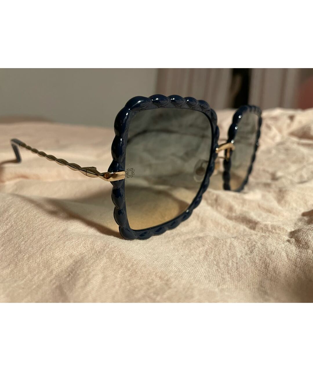ELIE SAAB Синие пластиковые солнцезащитные очки, фото 2