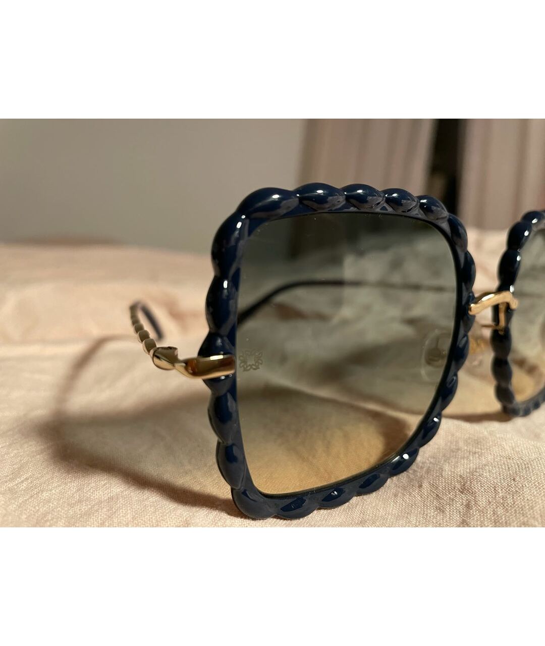 ELIE SAAB Синие пластиковые солнцезащитные очки, фото 3
