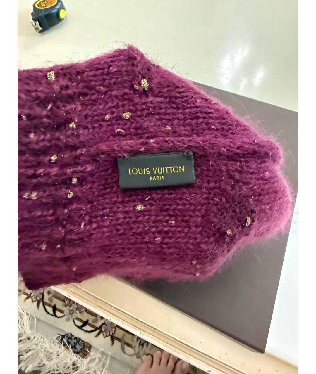 LOUIS VUITTON Бордовая шапка, фото 3