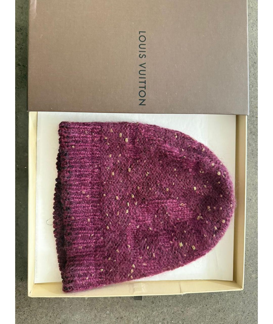 LOUIS VUITTON Бордовая шапка, фото 4
