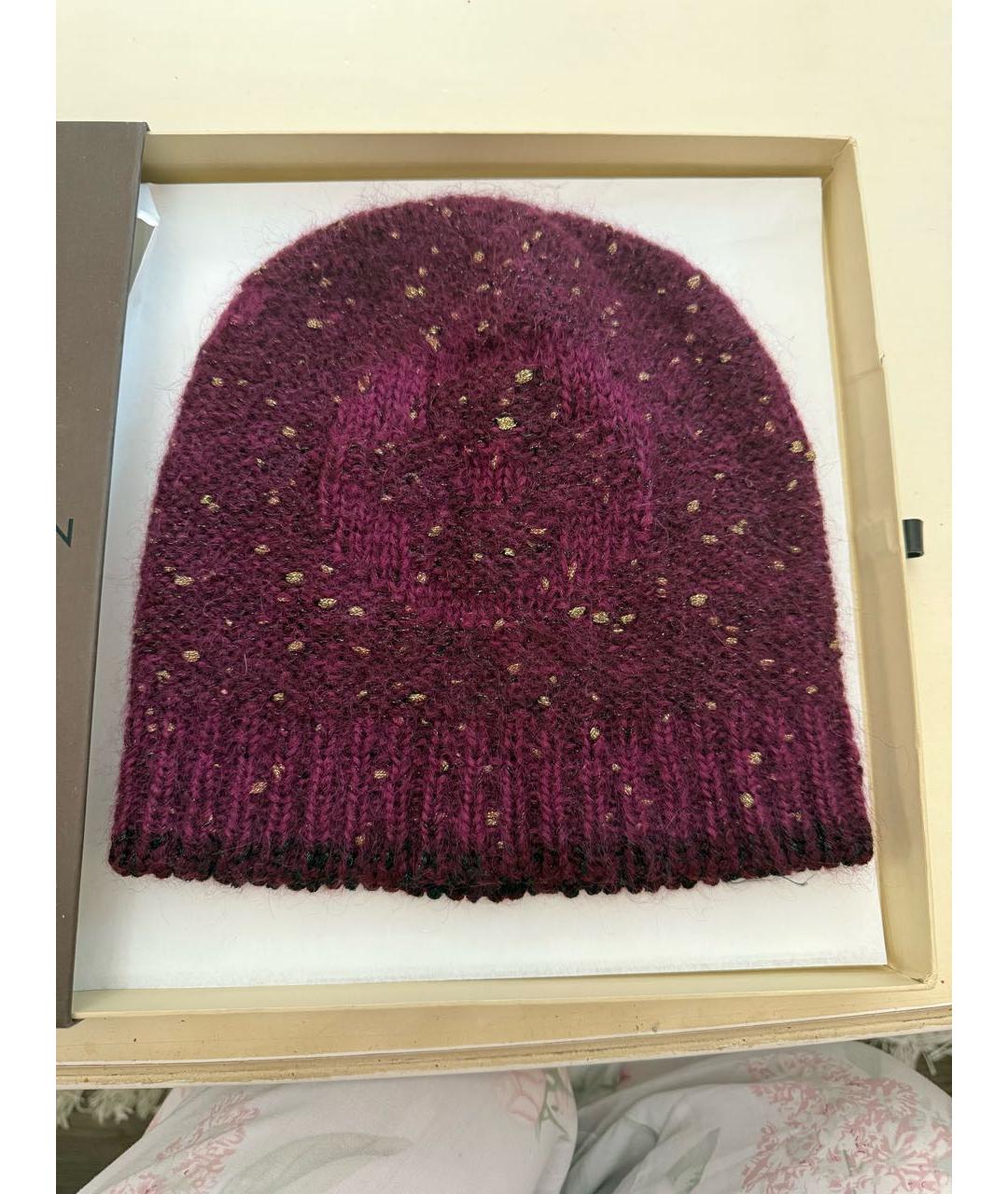 LOUIS VUITTON Бордовая шапка, фото 5