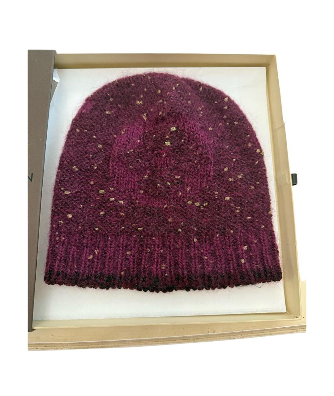 LOUIS VUITTON Бордовая шапка, фото 6