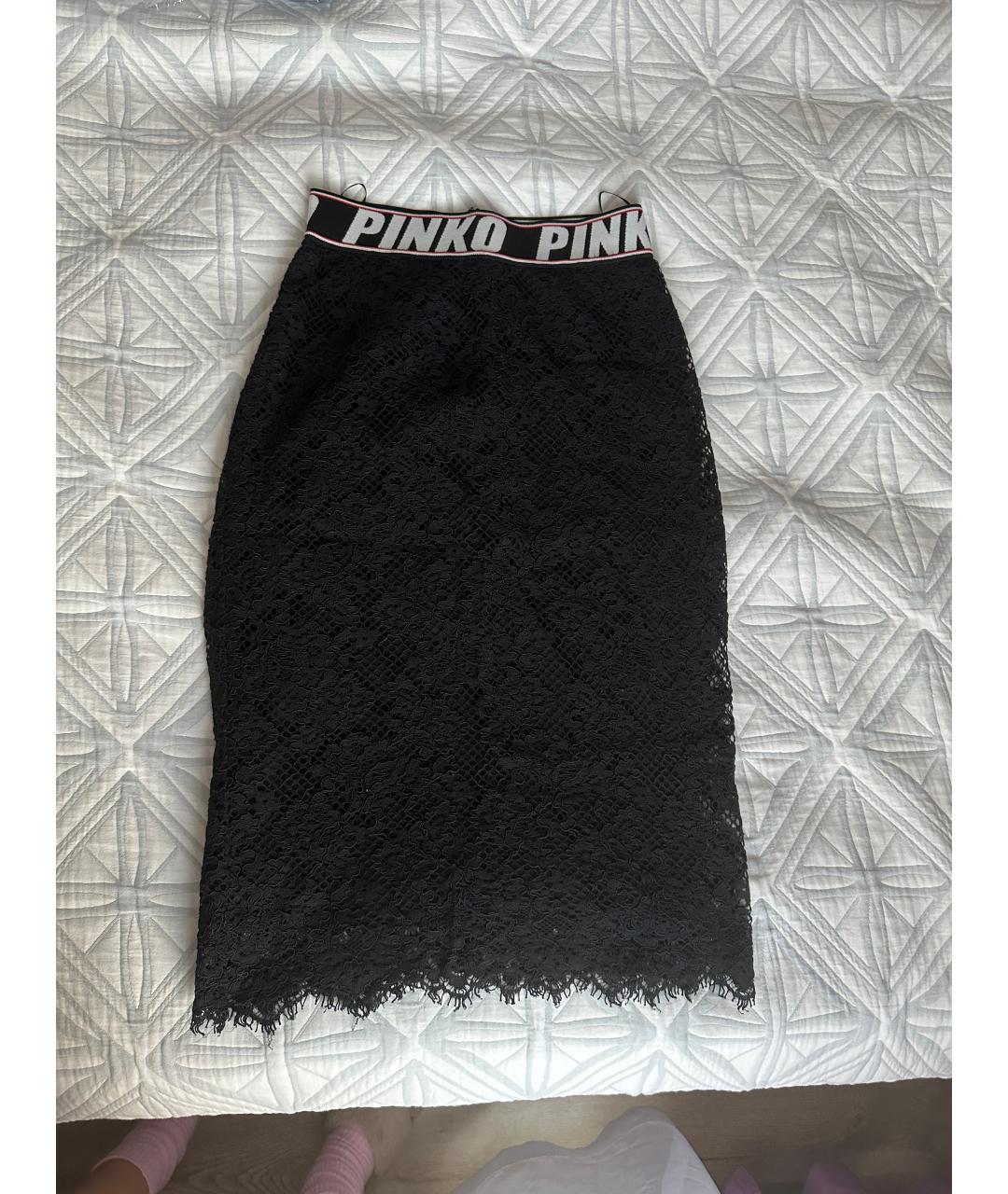 PINKO Черная хлопковая юбка миди, фото 6