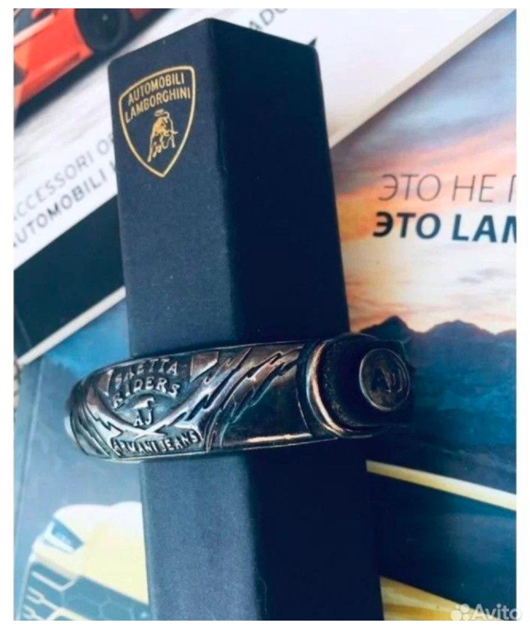 ARMANI JEANS Черный кожаный браслет, фото 5