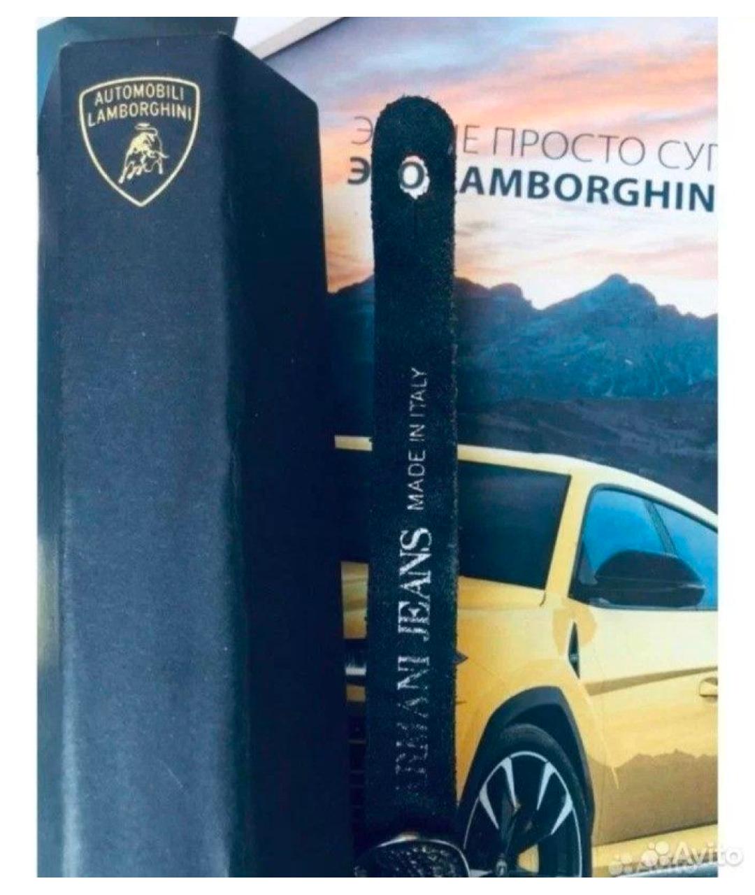 ARMANI JEANS Черный кожаный браслет, фото 6