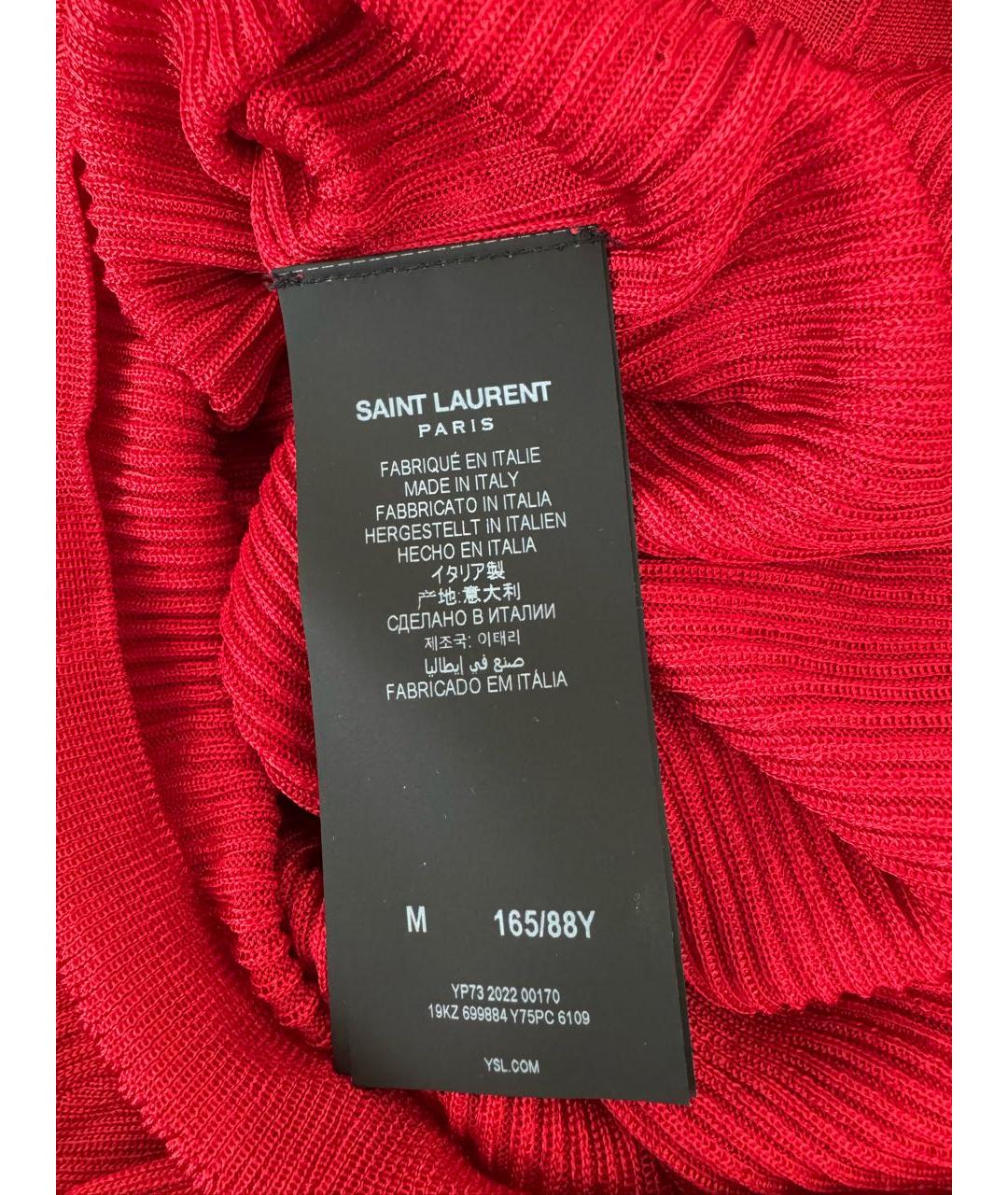 SAINT LAURENT Красная вискозная водолазка, фото 5