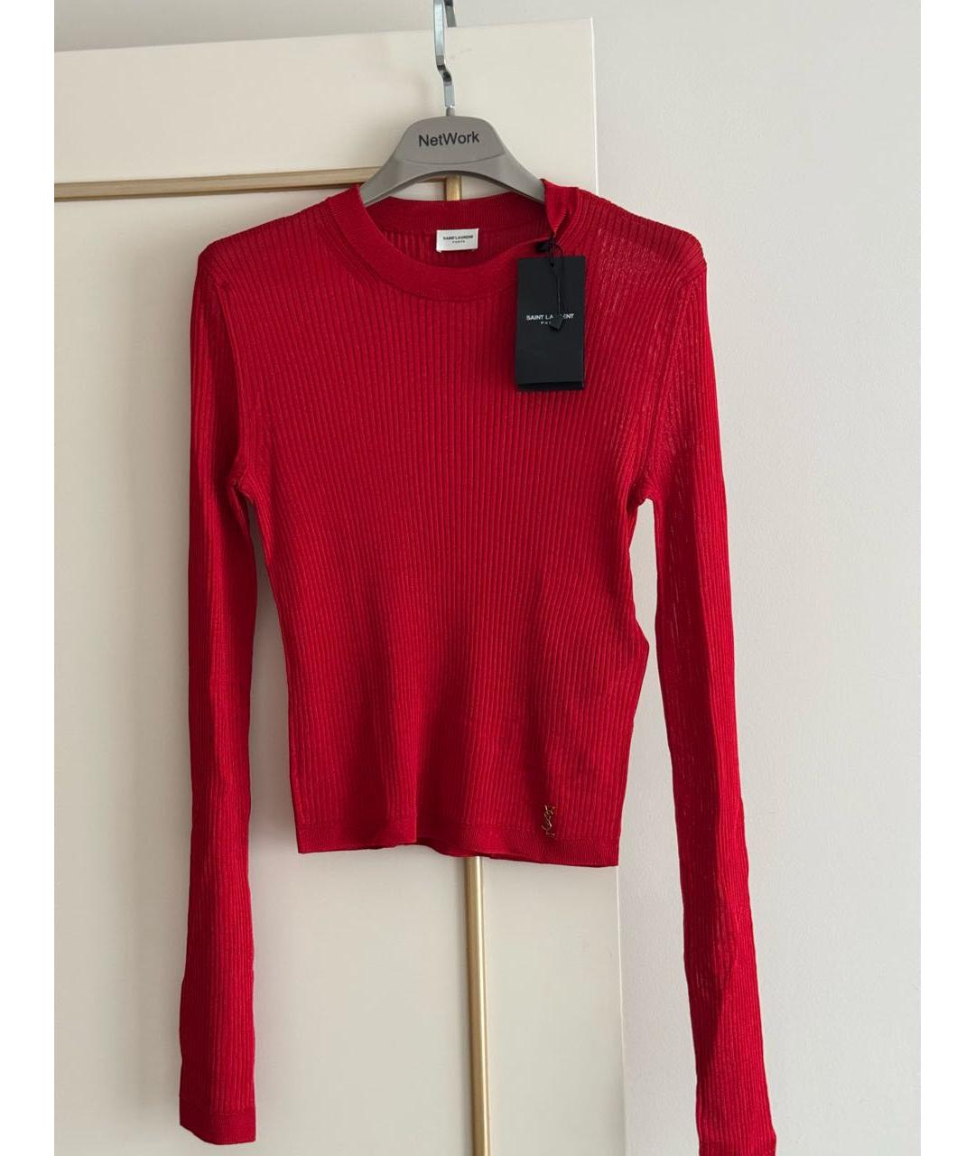 SAINT LAURENT Красная вискозная водолазка, фото 2