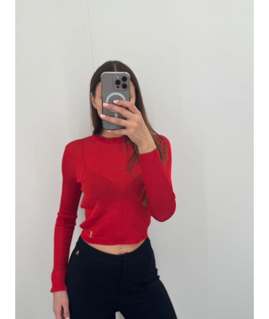 SAINT LAURENT Красная вискозная водолазка, фото 6