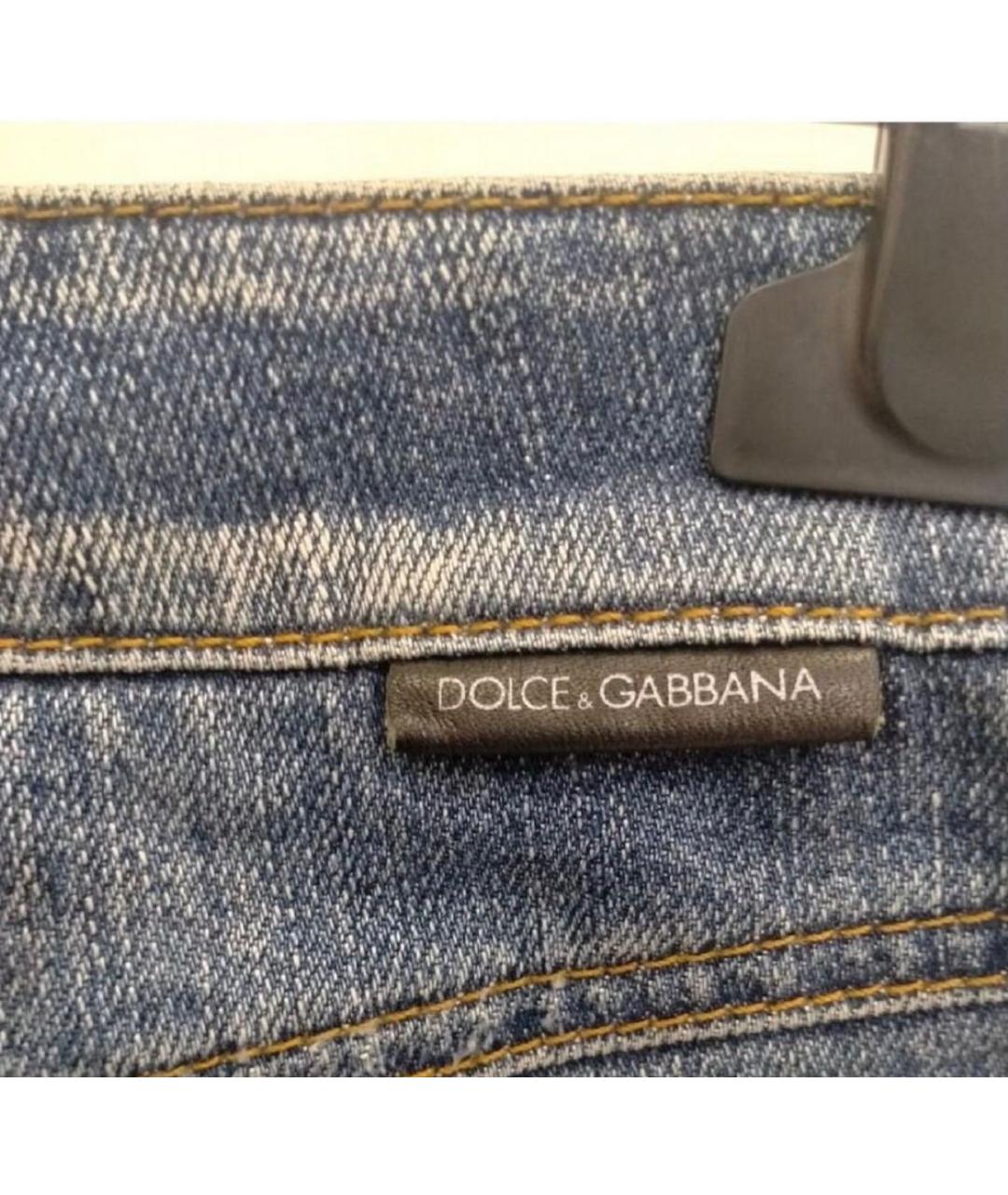 DOLCE&GABBANA Голубые хлопковые джинсы слим, фото 4