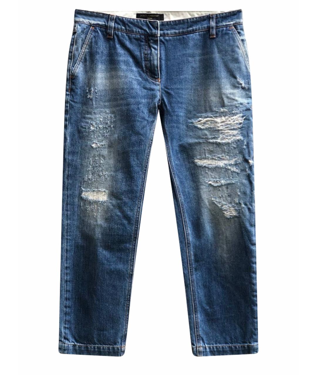 DOLCE&GABBANA Голубые хлопковые джинсы слим, фото 1
