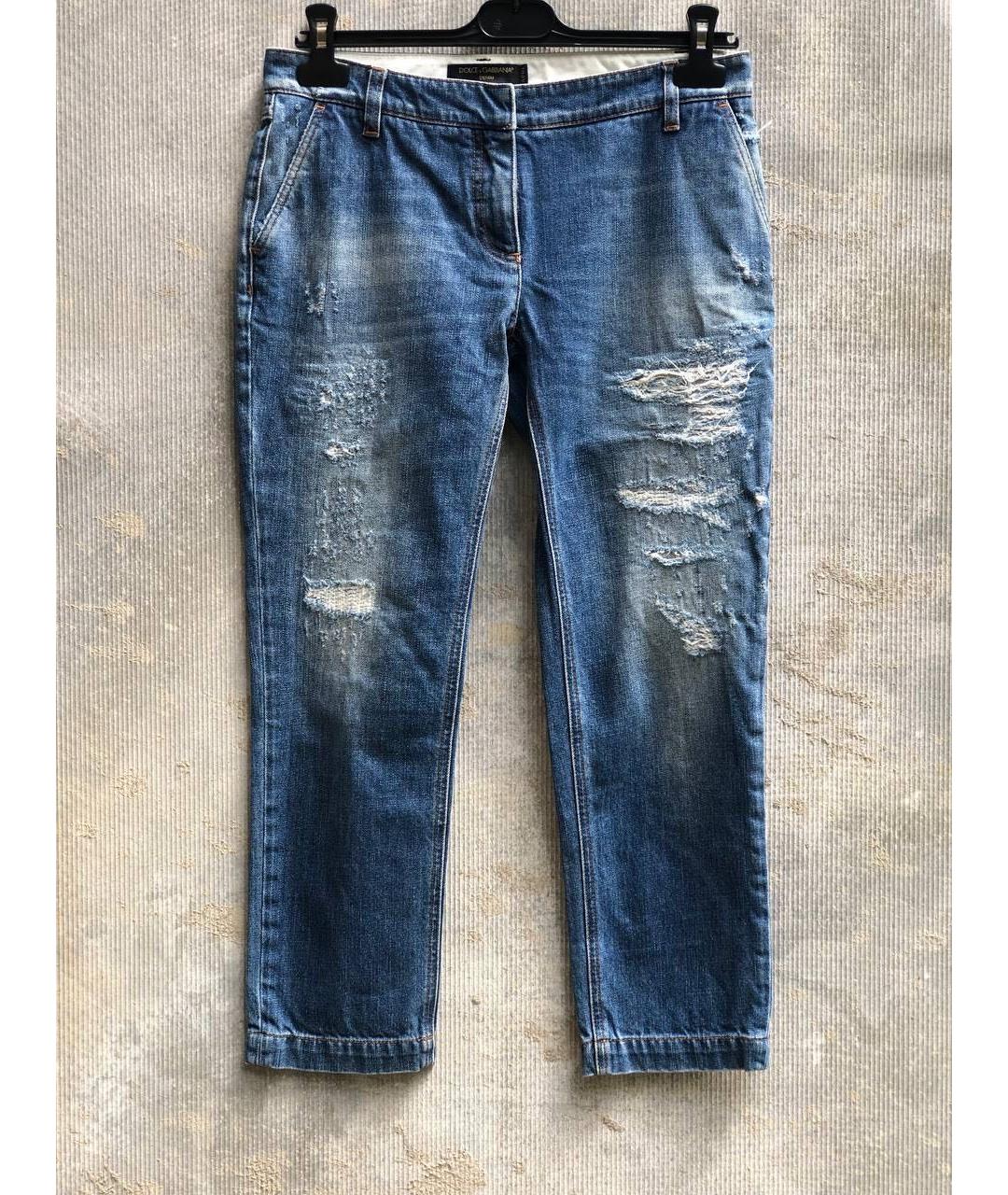 DOLCE&GABBANA Голубые хлопковые джинсы слим, фото 5