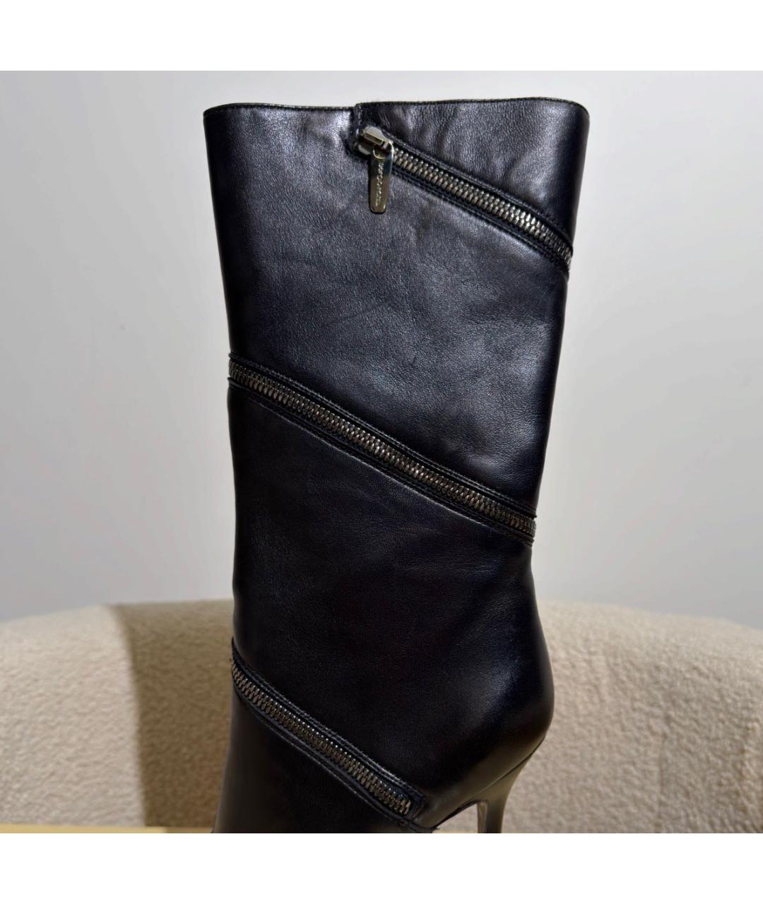 SERGIO ROSSI Черные кожаные сапоги, фото 8