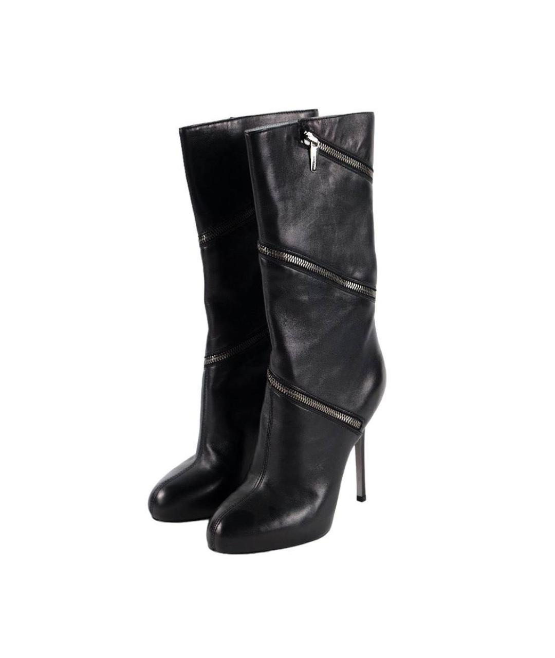 SERGIO ROSSI Черные кожаные сапоги, фото 9