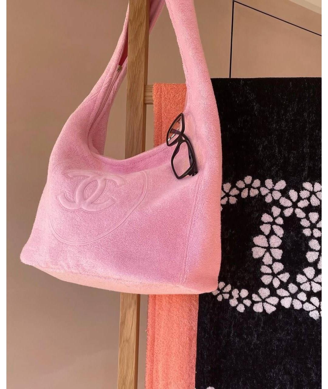 CHANEL Розовая хлопковая пляжная сумка, фото 6